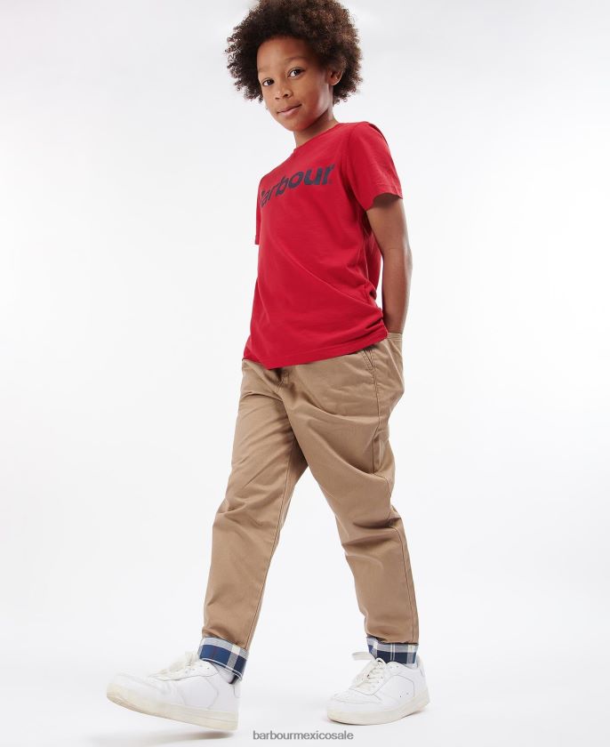 Barbour 8B6RFZ2501 ropa rojo rico Niños camiseta con logo