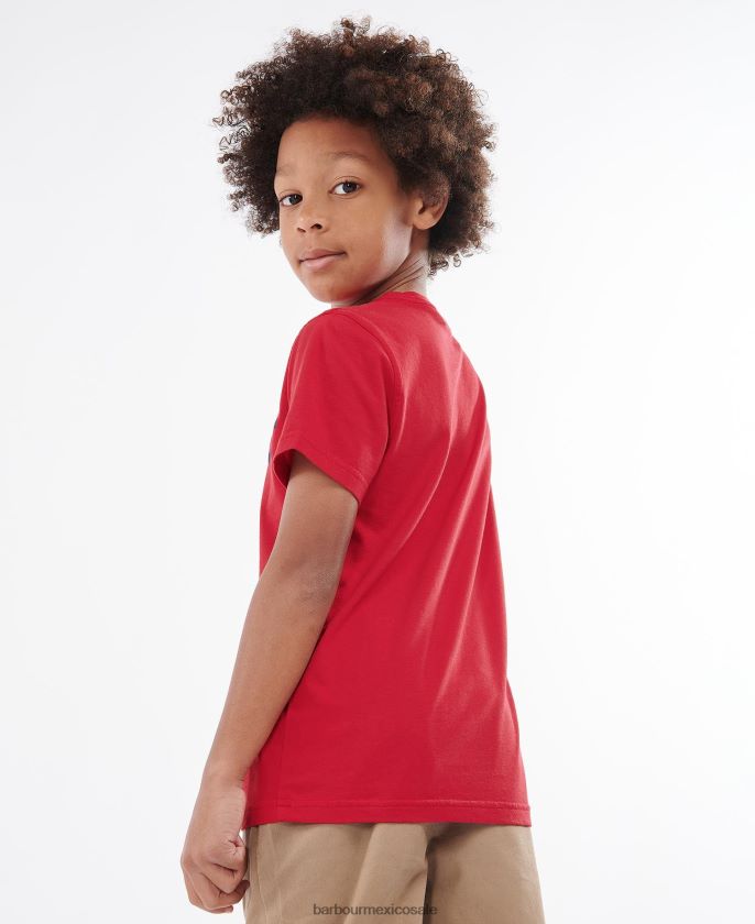 Barbour 8B6RFZ2501 ropa rojo rico Niños camiseta con logo