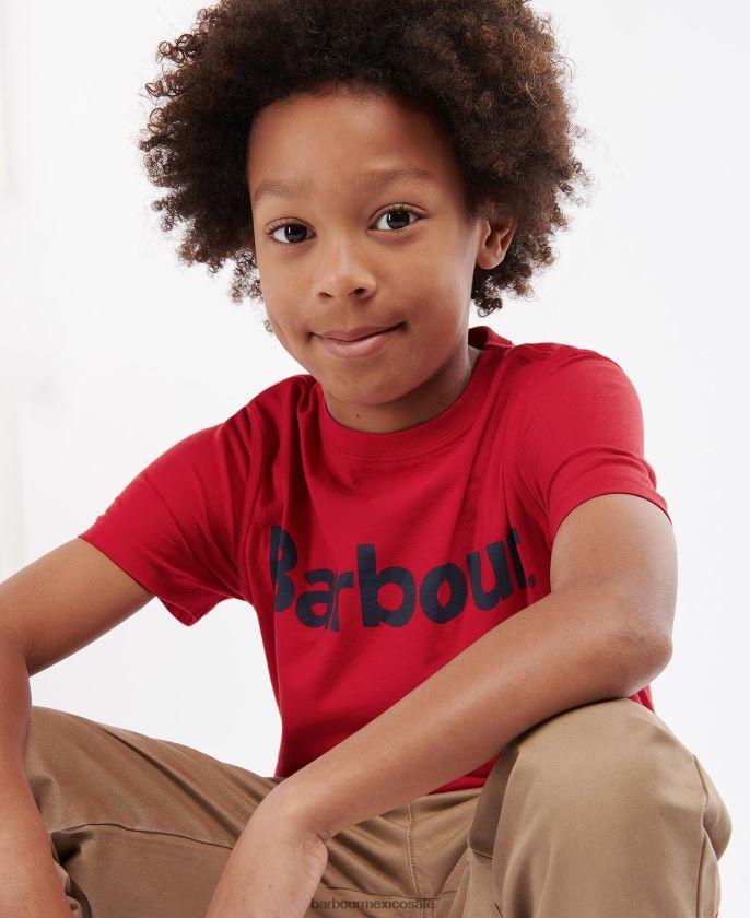 Barbour 8B6RFZ2501 ropa rojo rico Niños camiseta con logo