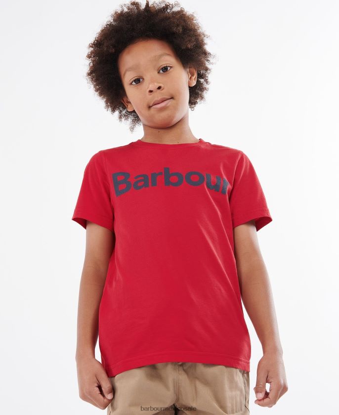 Barbour 8B6RFZ2501 ropa rojo rico Niños camiseta con logo
