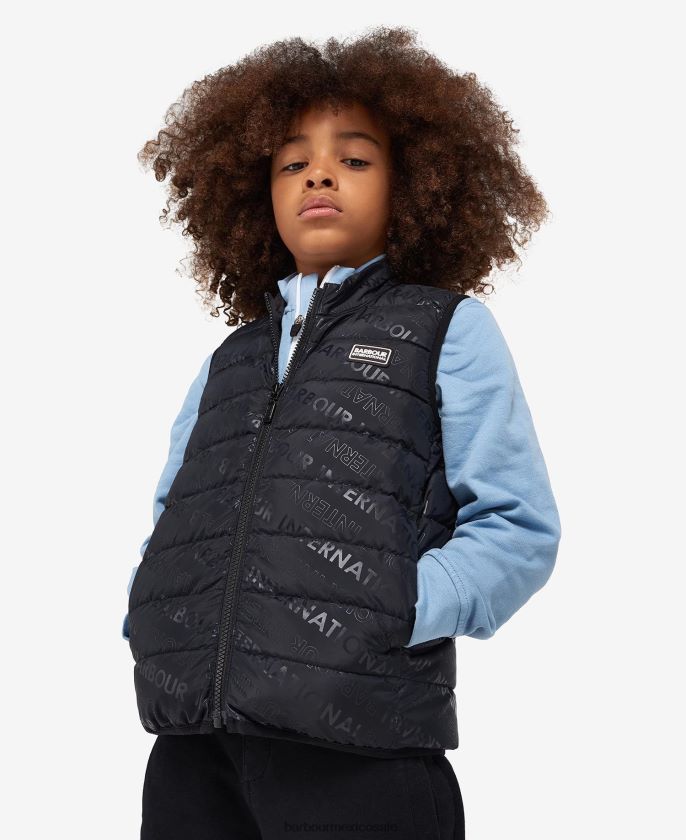 Barbour 8B6RFZ2491 ropa negro clásico Niños chaleco de caña estampado