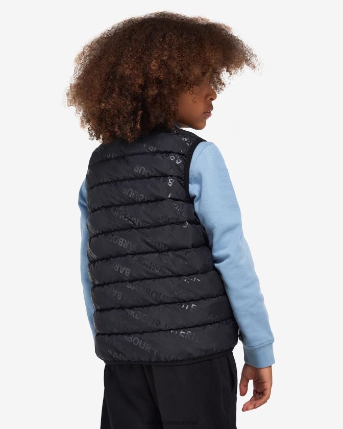 Barbour 8B6RFZ2491 ropa negro clásico Niños chaleco de caña estampado