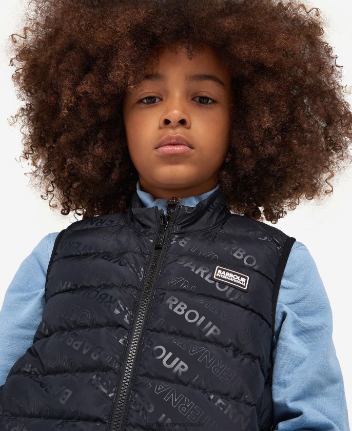 Barbour 8B6RFZ2491 ropa negro clásico Niños chaleco de caña estampado