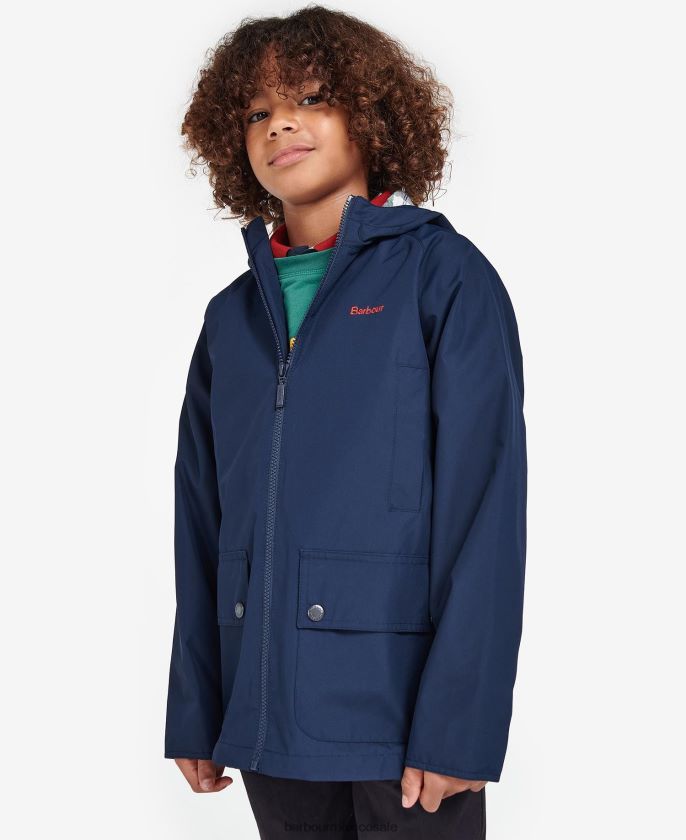 Barbour 8B6RFZ2490 ropa azul marino clásico Niños chaqueta impermeable domus con capucha
