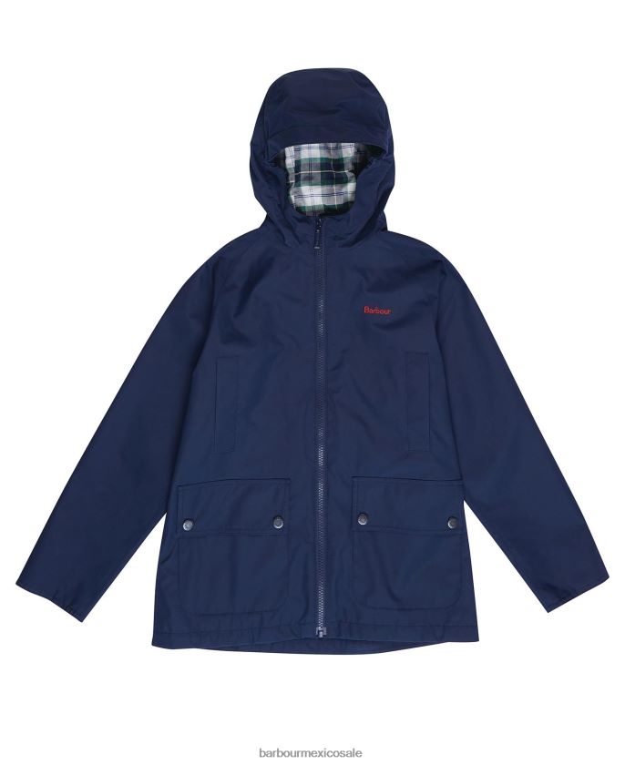Barbour 8B6RFZ2490 ropa azul marino clásico Niños chaqueta impermeable domus con capucha