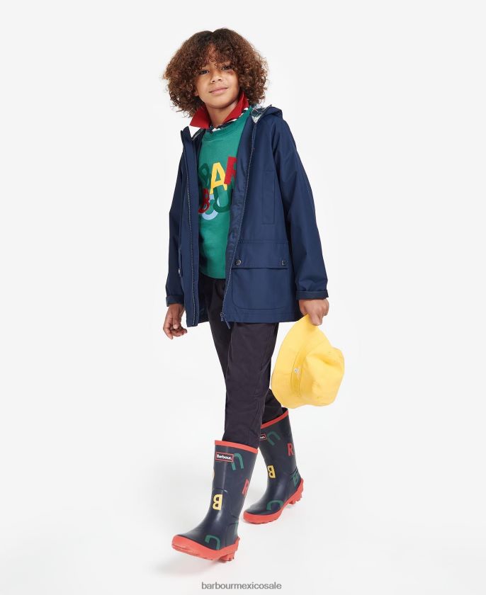 Barbour 8B6RFZ2490 ropa azul marino clásico Niños chaqueta impermeable domus con capucha