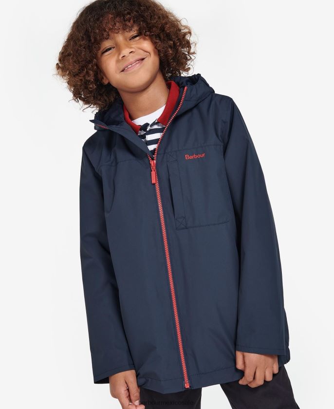 Barbour 8B6RFZ2493 ropa azul marino clásico Niños chaqueta impermeable Kenton