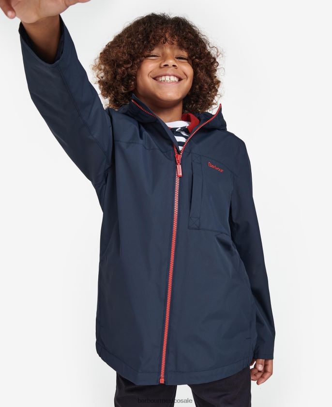 Barbour 8B6RFZ2493 ropa azul marino clásico Niños chaqueta impermeable Kenton