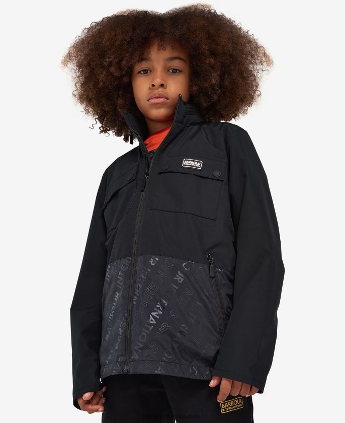 Barbour 8B6RFZ2497 ropa negro clásico Niños chaqueta impermeable obel