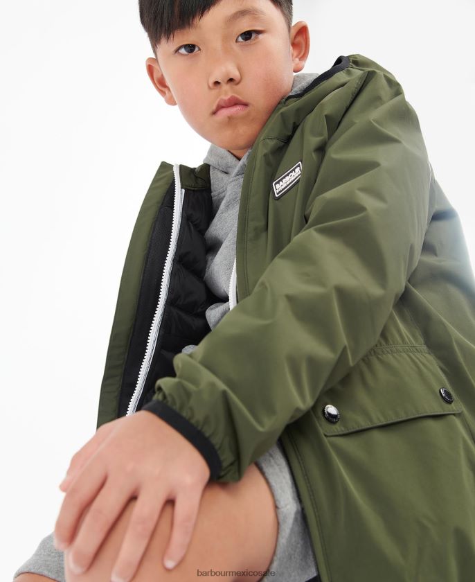 Barbour 8B6RFZ2498 ropa negro clásico Niños chaqueta impermeable kenetic