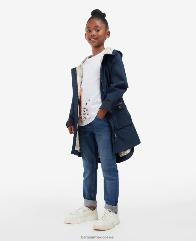 Barbour 8B6RFZ2556 ropa azul marino/girasol ditsy chicas chaqueta impermeable hama