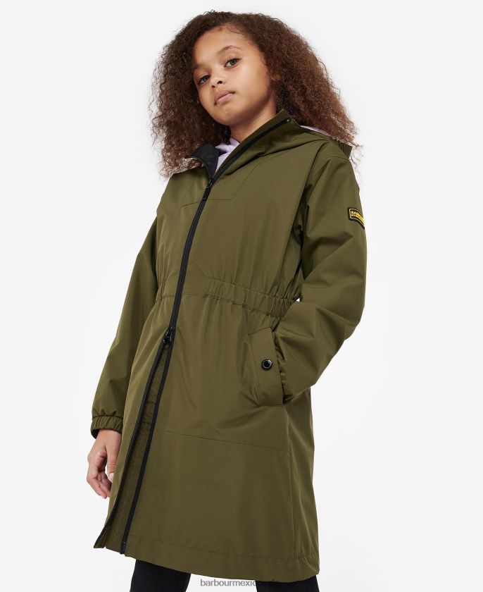 Barbour 8B6RFZ2560 ropa verde palmera chicas chaqueta impermeable con palangre de rienda