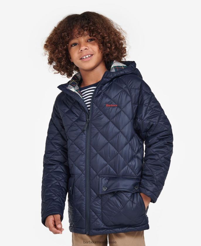 Barbour 8B6RFZ2474 ropa azul marino clásico Niños chamarra capitonada Merton