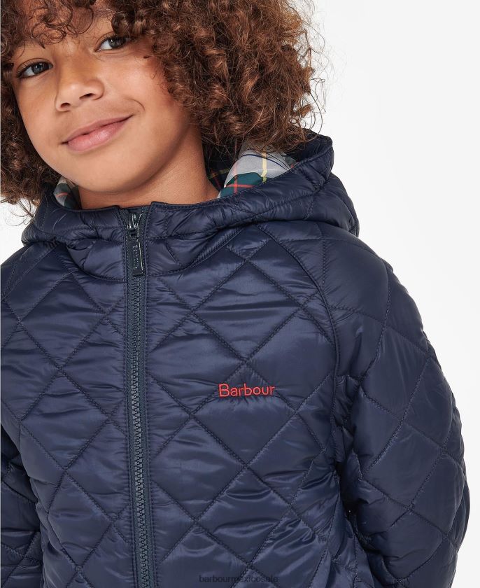 Barbour 8B6RFZ2474 ropa azul marino clásico Niños chamarra capitonada Merton