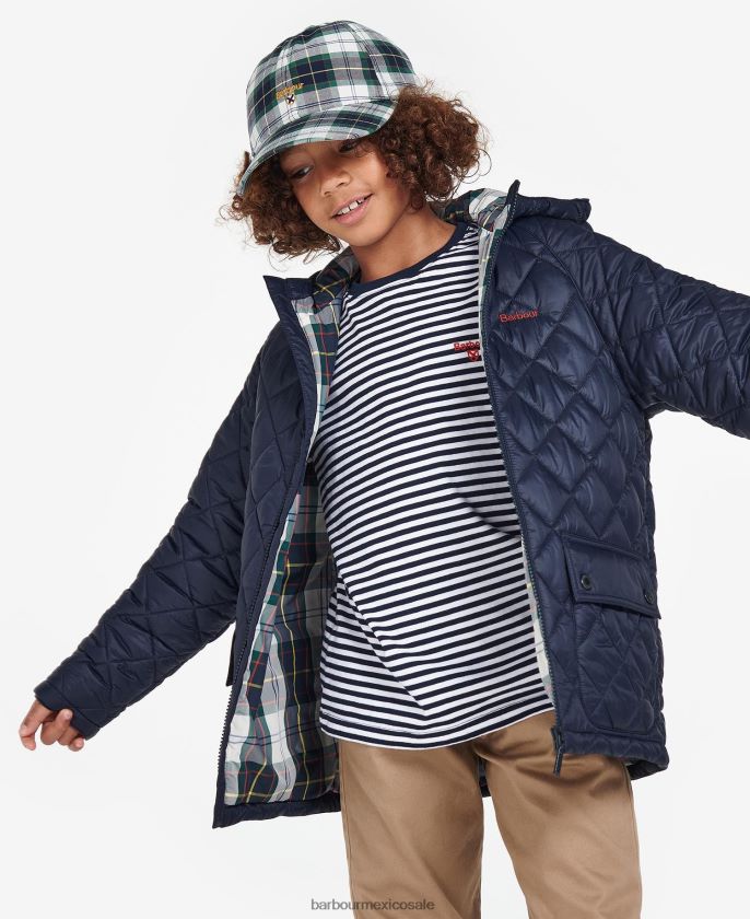 Barbour 8B6RFZ2474 ropa azul marino clásico Niños chamarra capitonada Merton