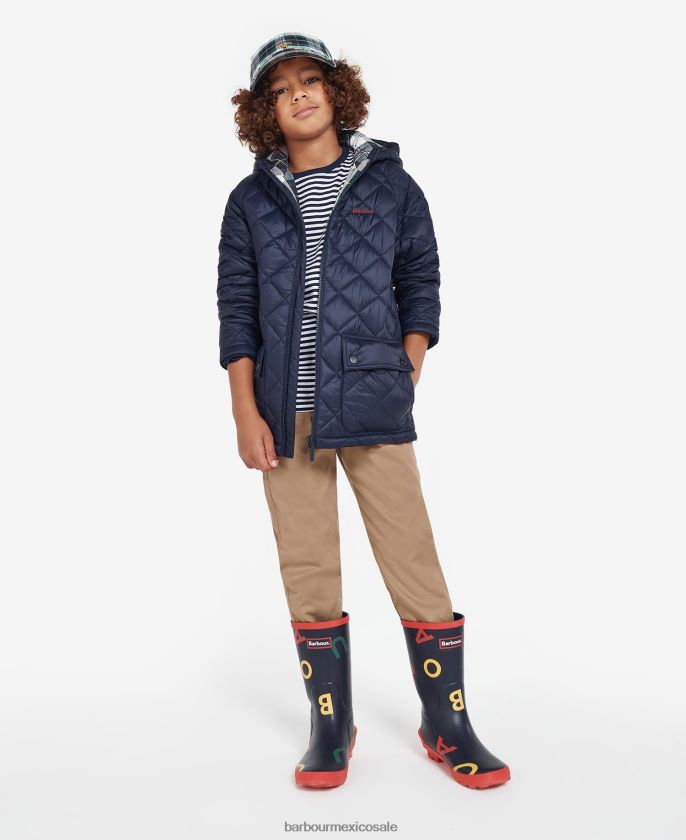 Barbour 8B6RFZ2474 ropa azul marino clásico Niños chamarra capitonada Merton