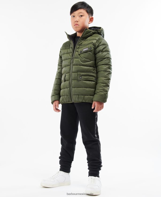 Barbour 8B6RFZ2475 ropa color rojo oscuro Niños chamarra capitonada con capucha