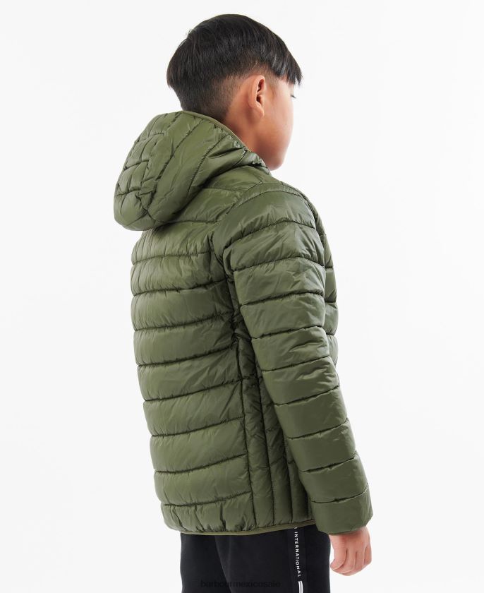 Barbour 8B6RFZ2475 ropa color rojo oscuro Niños chamarra capitonada con capucha