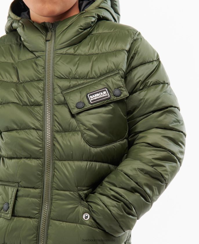 Barbour 8B6RFZ2475 ropa color rojo oscuro Niños chamarra capitonada con capucha