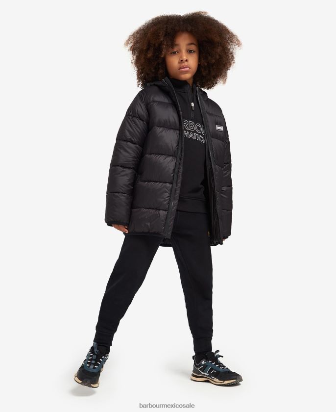 Barbour 8B6RFZ2480 ropa negro clásico Niños chamarra capitonada estilo bobber