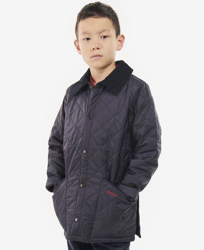Barbour 8B6RFZ2481 ropa oliva oscuro/rojo Niños chamarra capitonada liddesdale