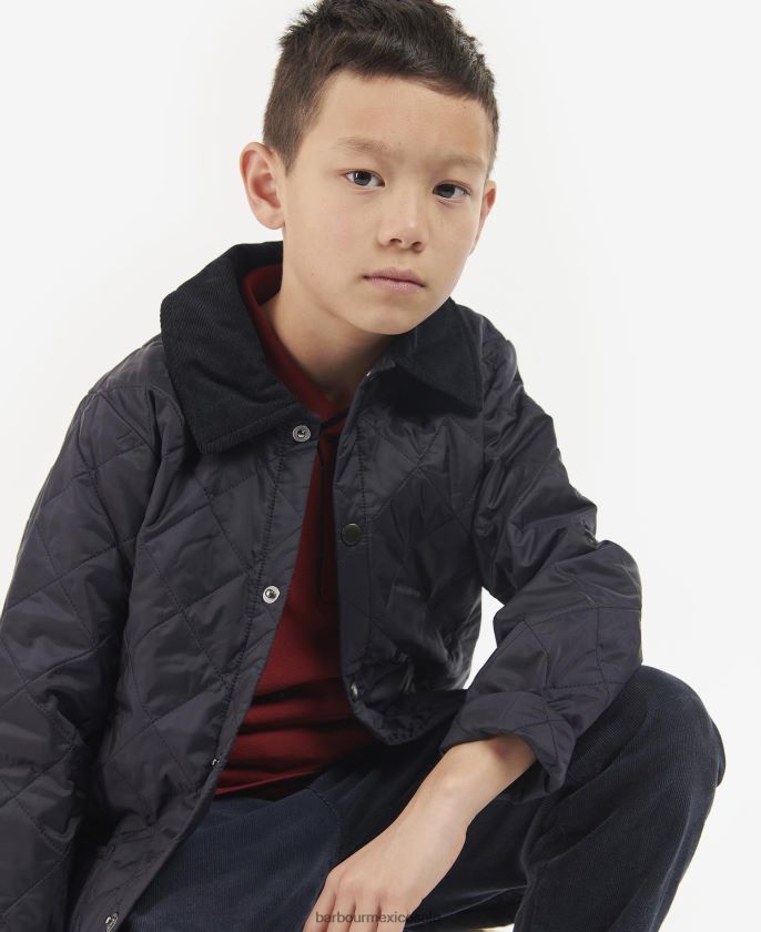 Barbour 8B6RFZ2481 ropa oliva oscuro/rojo Niños chamarra capitonada liddesdale