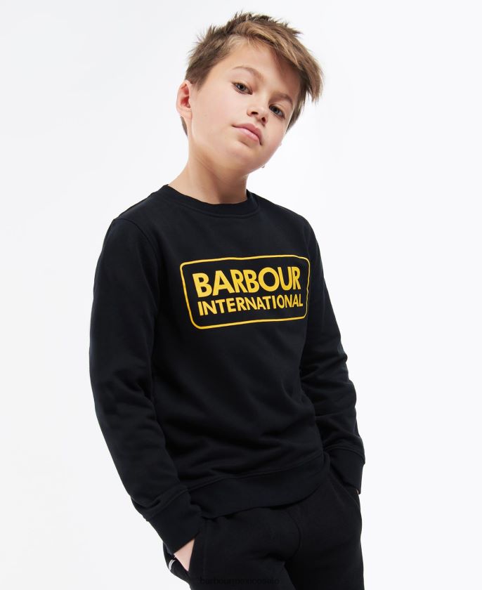 Barbour 8B6RFZ2532 ropa negro Niños jersey con cuello redondo y logo grande