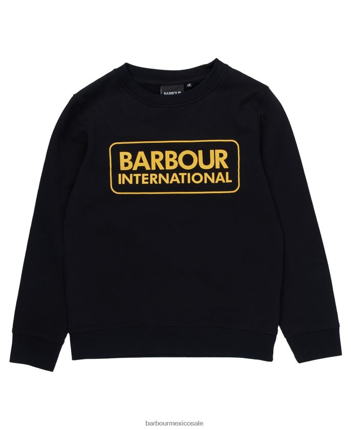 Barbour 8B6RFZ2532 ropa negro Niños jersey con cuello redondo y logo grande