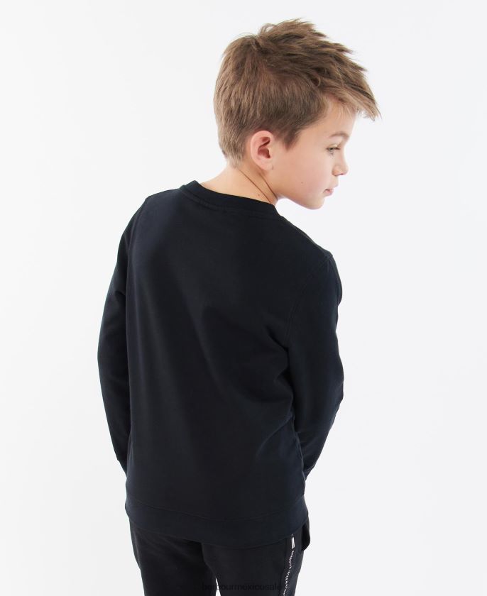 Barbour 8B6RFZ2532 ropa negro Niños jersey con cuello redondo y logo grande