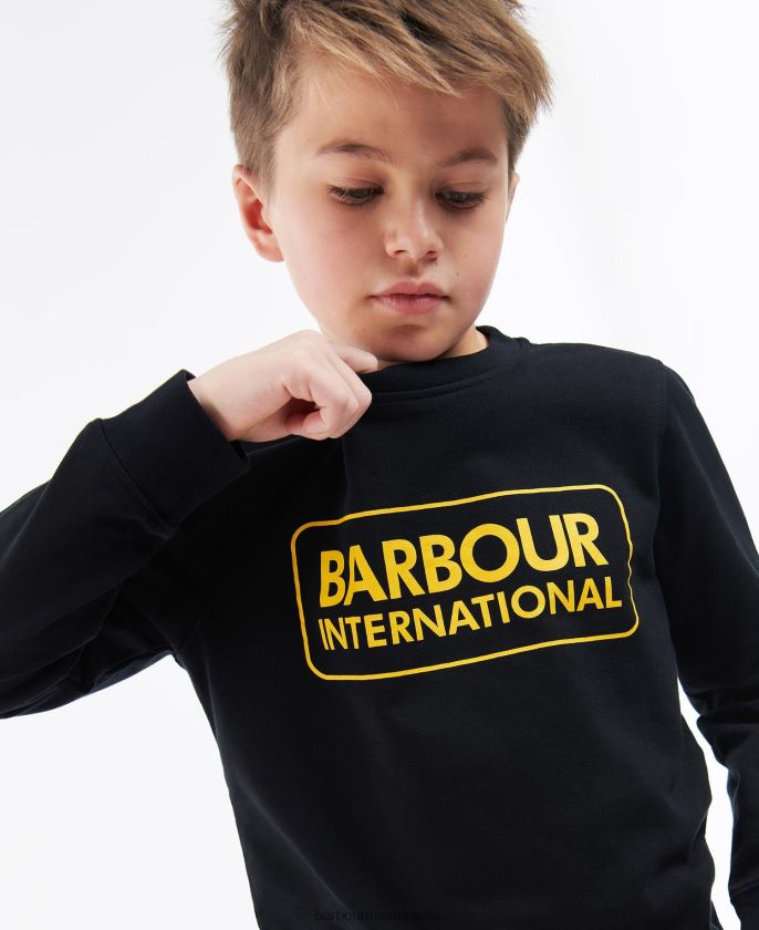 Barbour 8B6RFZ2532 ropa negro Niños jersey con cuello redondo y logo grande