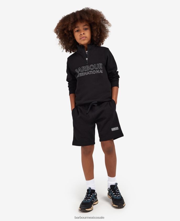 Barbour 8B6RFZ2536 ropa negro clásico Niños conjunto de sudadera con media cremallera y shorts trick