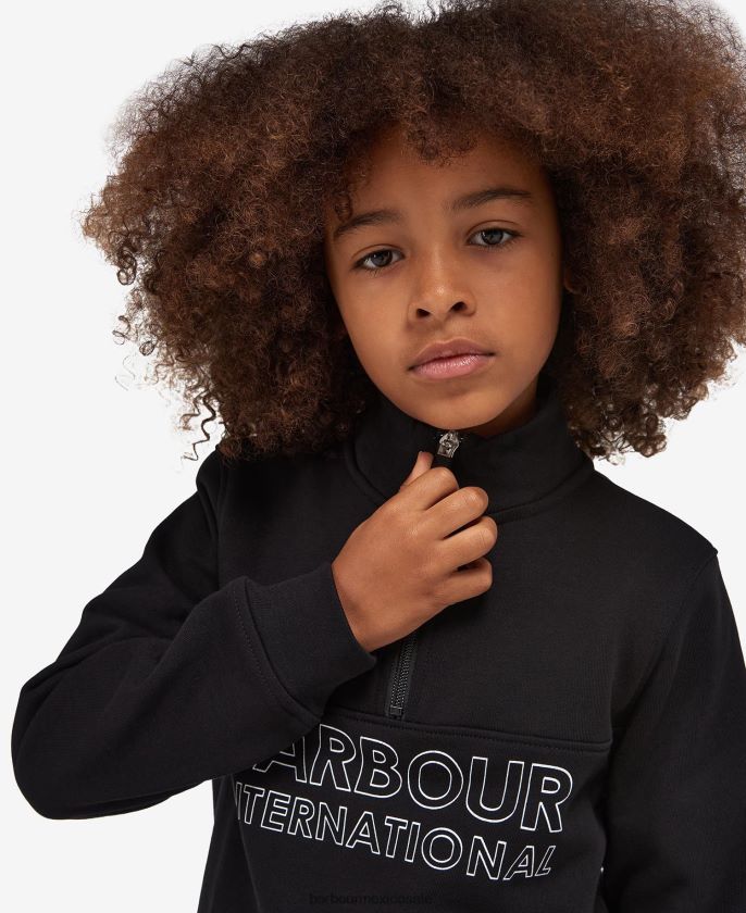 Barbour 8B6RFZ2536 ropa negro clásico Niños conjunto de sudadera con media cremallera y shorts trick