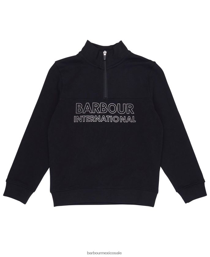 Barbour 8B6RFZ2536 ropa negro clásico Niños conjunto de sudadera con media cremallera y shorts trick